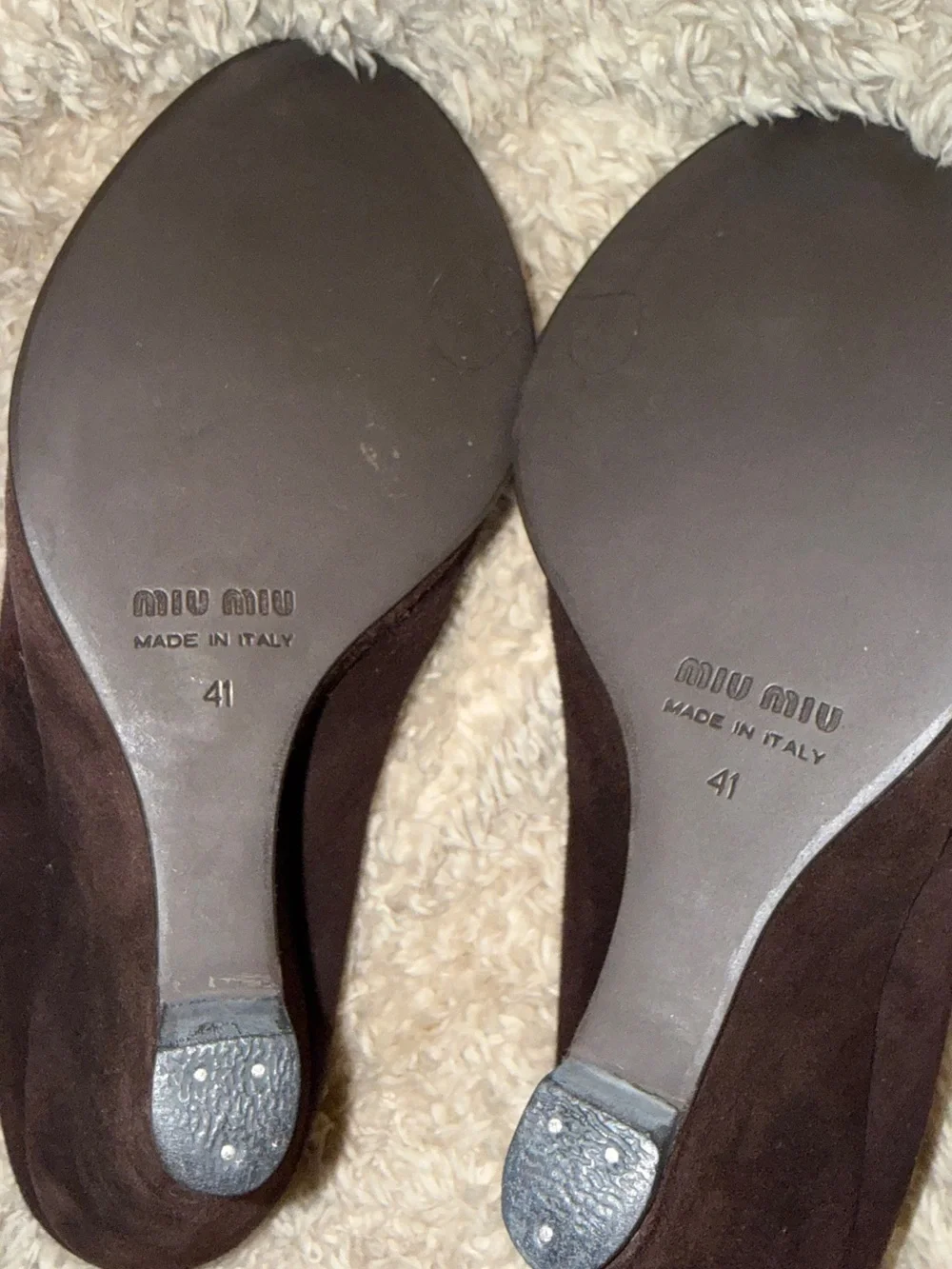 Miu Miu Brown Suede Peep-Toe Heels